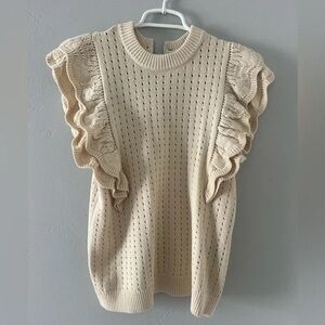 Who What Wear Cream Ruffle Sleeve Blouse